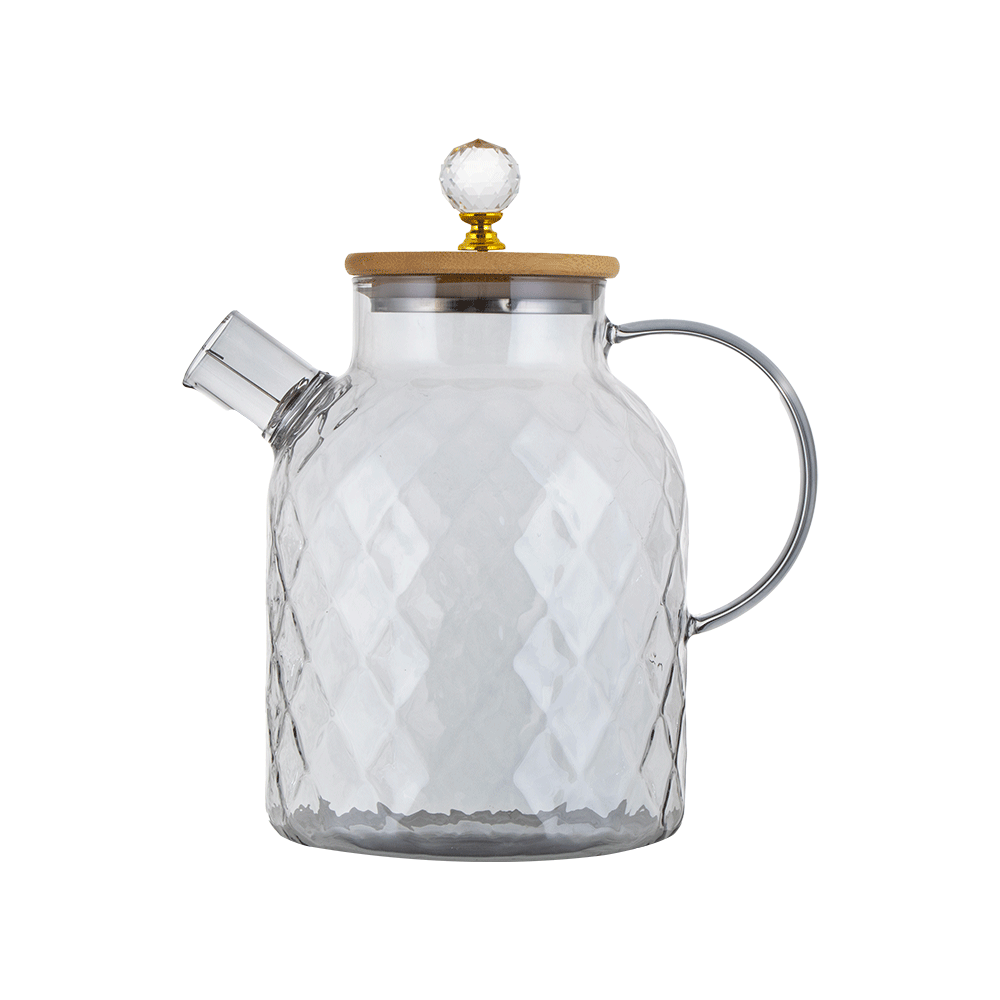 ديلي جلاس كتلي شاي زجاجي بغطاء خشبي شفاف - 1050 مل