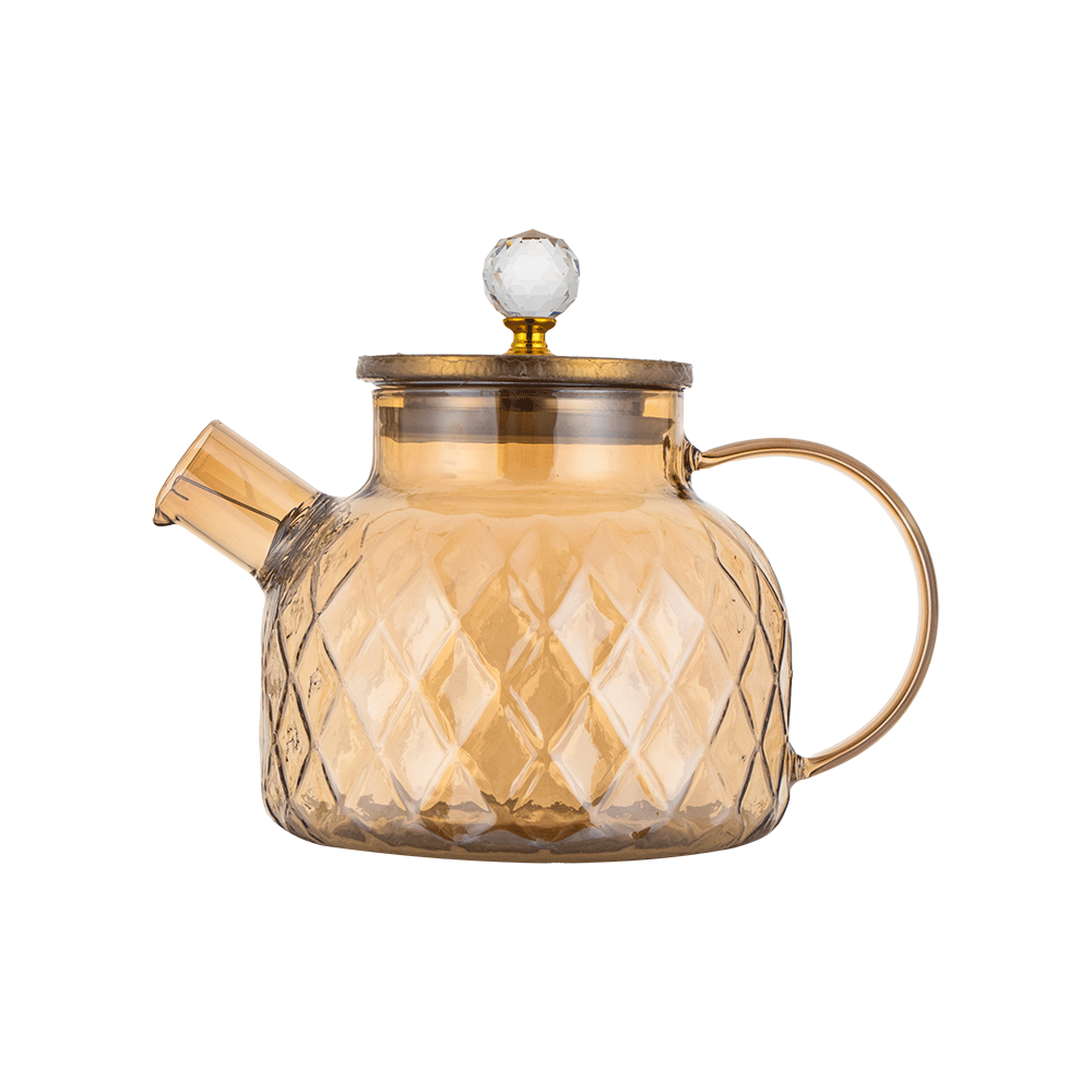 ديلي جلاس كتلي شاي زجاجي بنقشة ماسية ذهبي - 750 مل