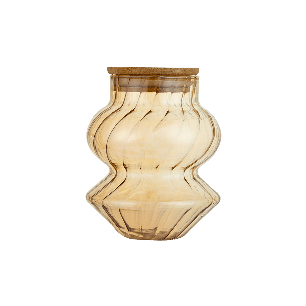 ديلي جلاس كوب زجاجية بغطاء خشبي ذهبي - 400 مل