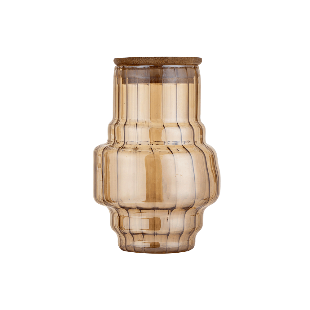 ديلي جلاس كوب زجاجي بغطاء خشبي ذهبي - 400 مل