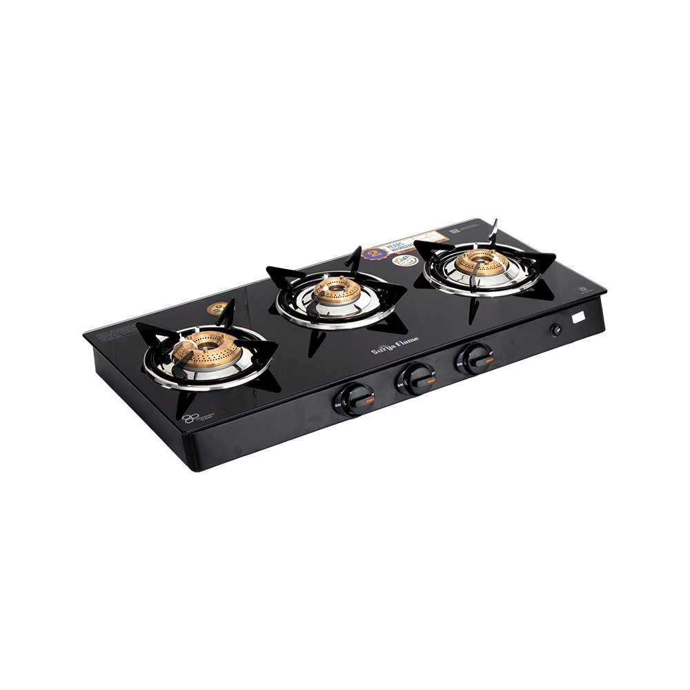 سوريا فلايم بوتاجاز  زجاجي بعدد 3 شعلات - أسود