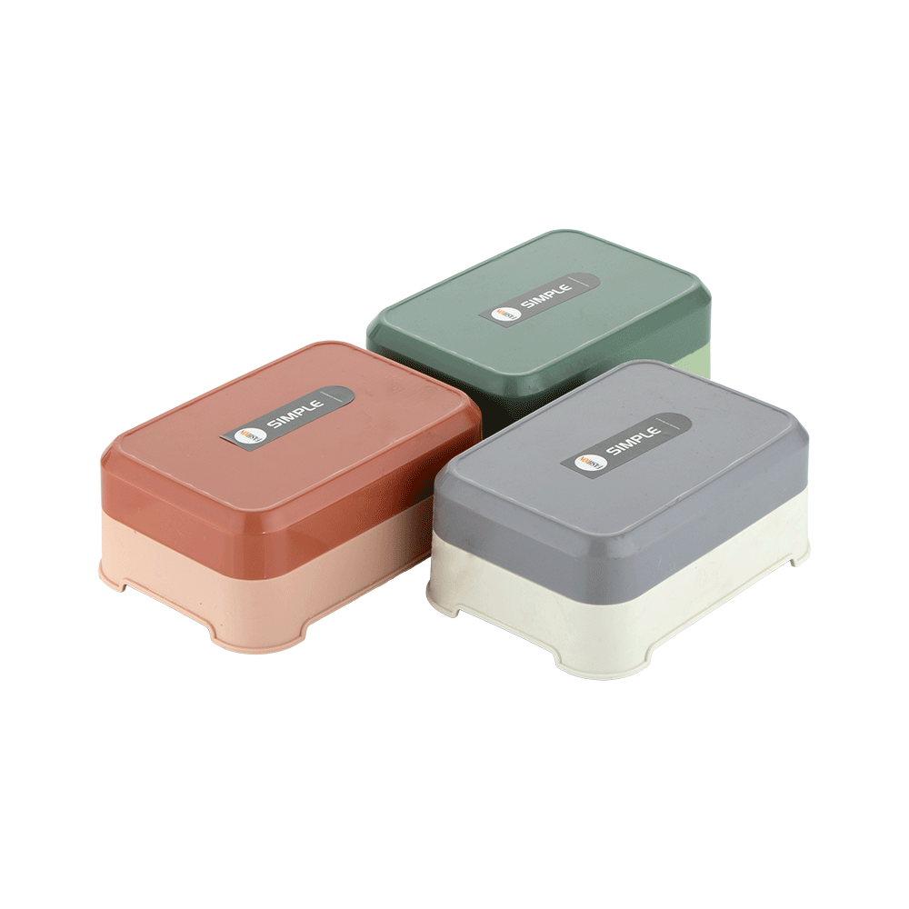 طقم حامل صابون بلاستيكي مع الغطاء  - 3 قطع  