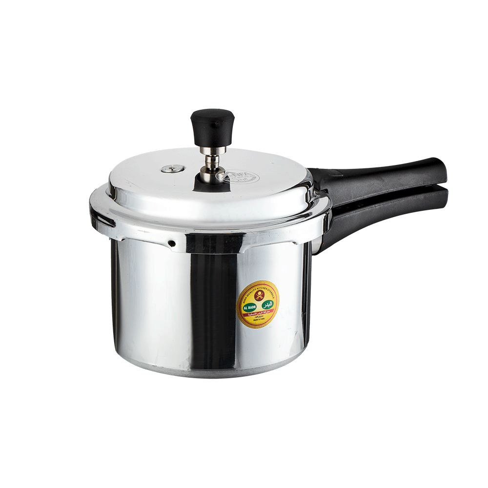 البدر قدر ضغط من الاستيل بسعة 5 لتر - فضي