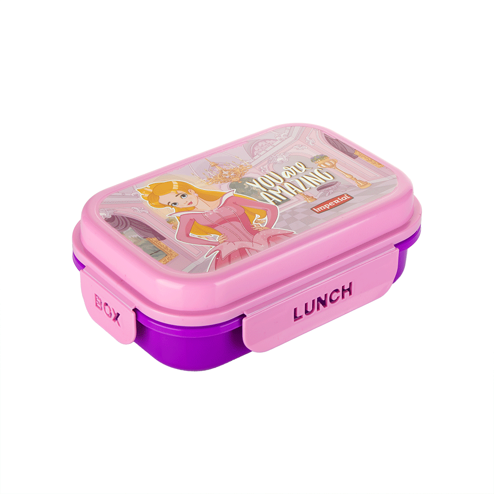 حافظة طعام بلاستيكية بأربعة أقفال - وردي