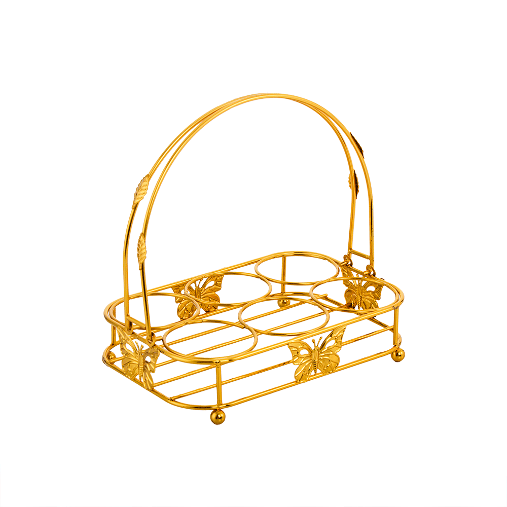 شيال أقلاص معدني بتصميم فراشات على الجوانب - ذهبي