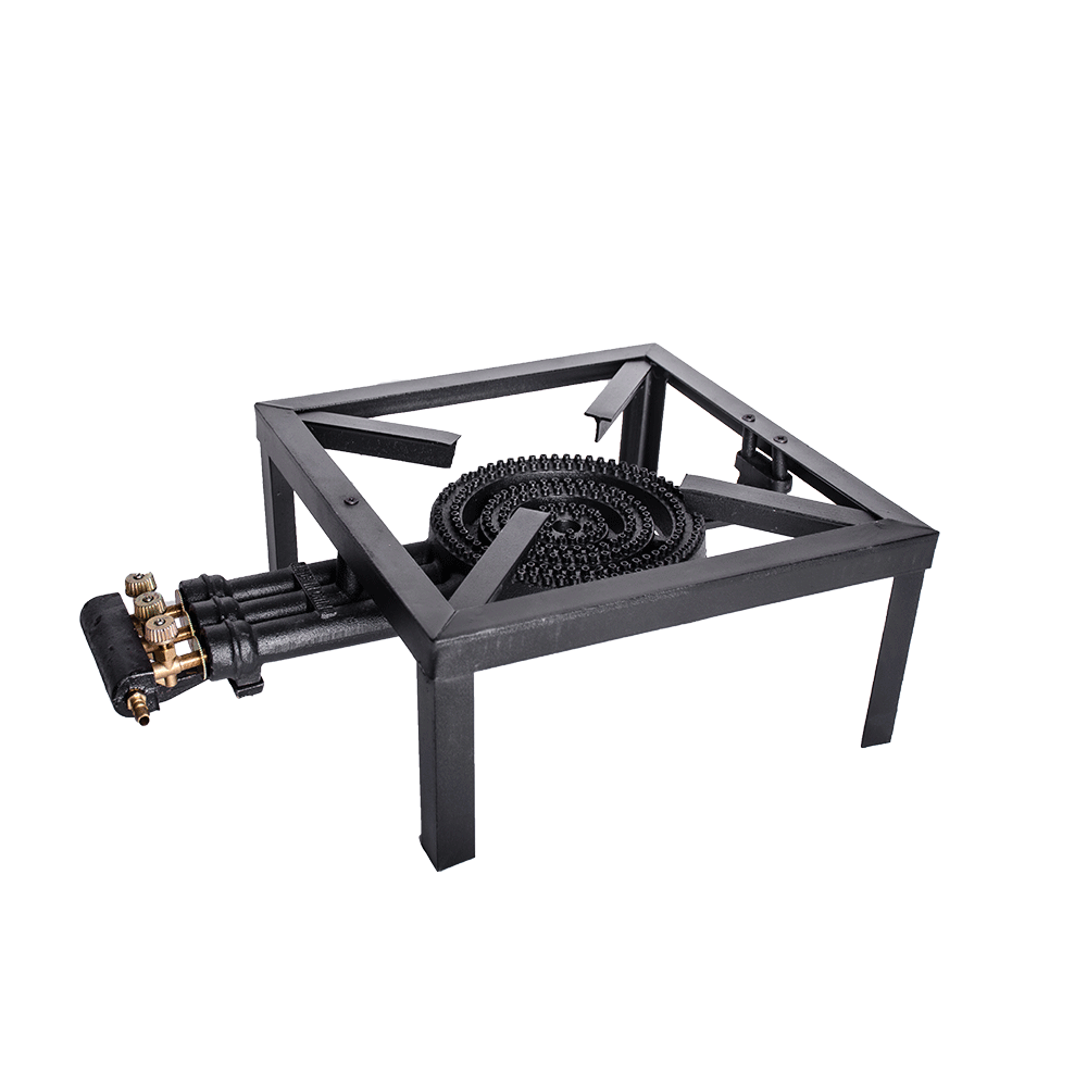 موقد غاز مربع الشكل بصمامات نحاسية ومقبض - أسود