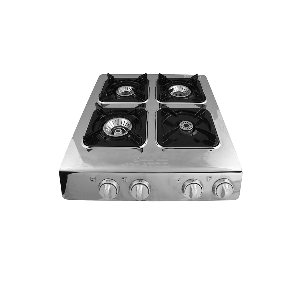 موقد غاز ستانلس ستيل بأربعة عيون - فضي