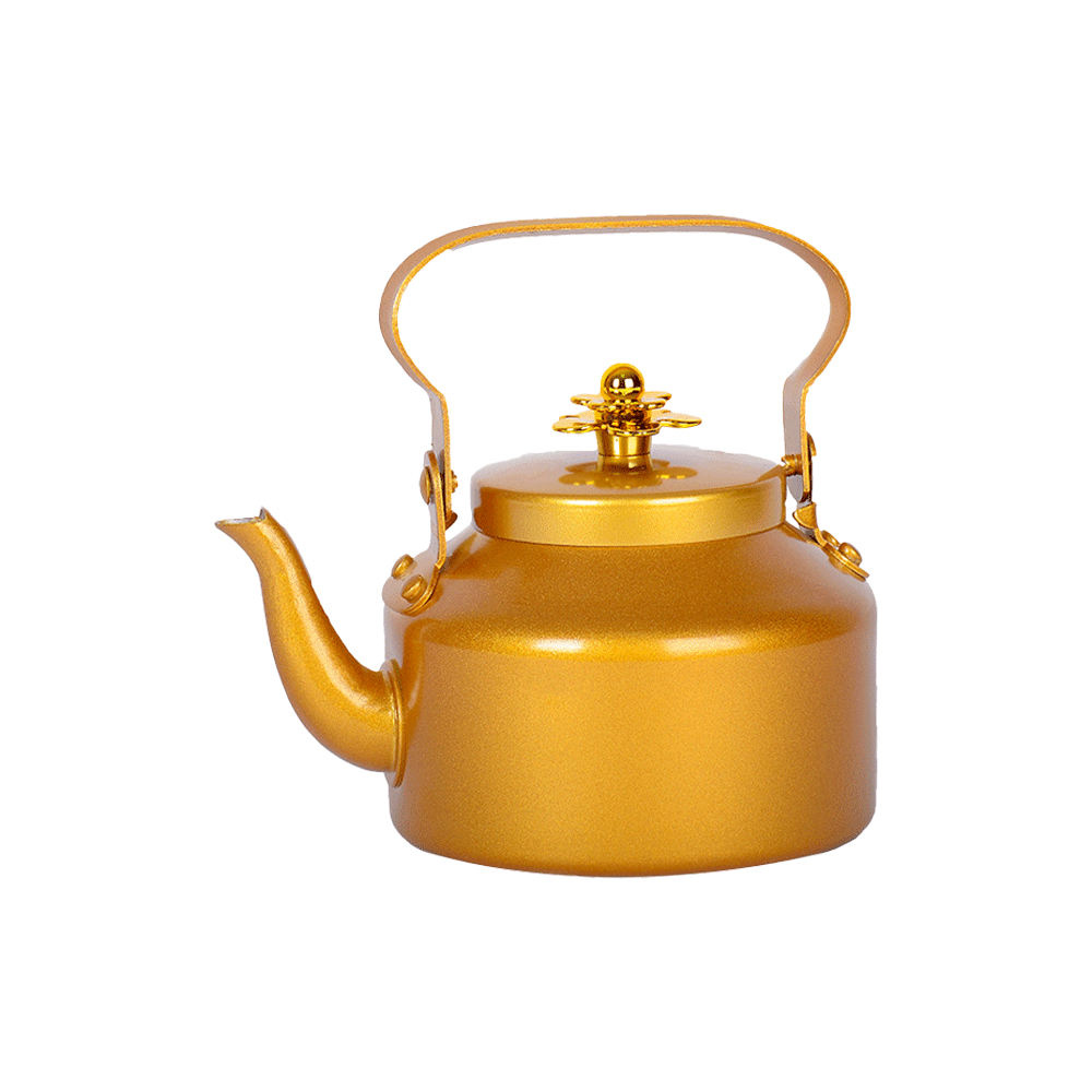 كتلي شاي ذهبي بمقبض علوي وغطاء مزخرف 16 سم - ذهبي