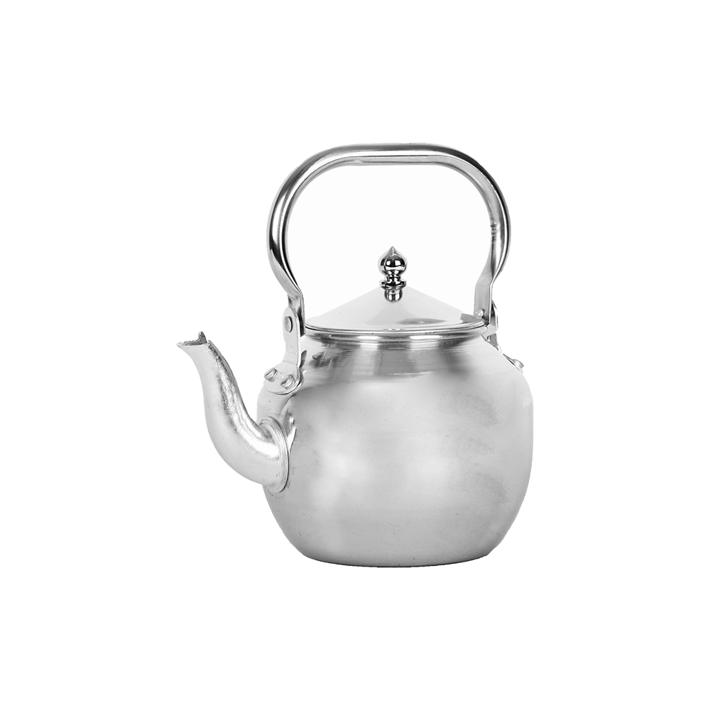 إبريق شاي فضي بمقبض علوي وغطاء مزخرف 41 سم - فضي