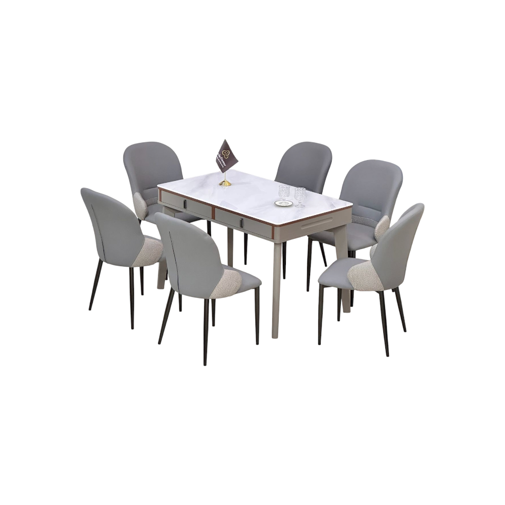 طاولة طعام مستطيلة مع 6 كراسي-multi-colors