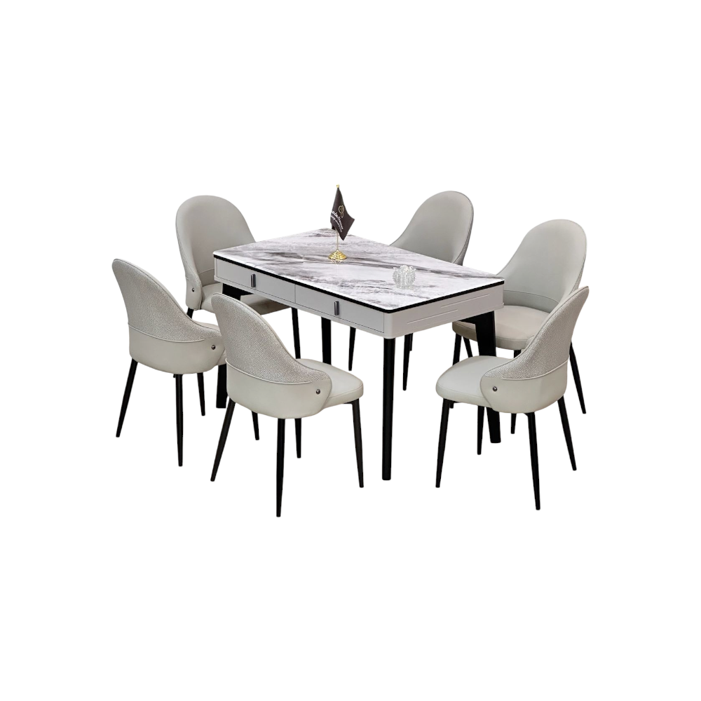 طاولة طعام مستطيلة مع 6 كراسي-Beige