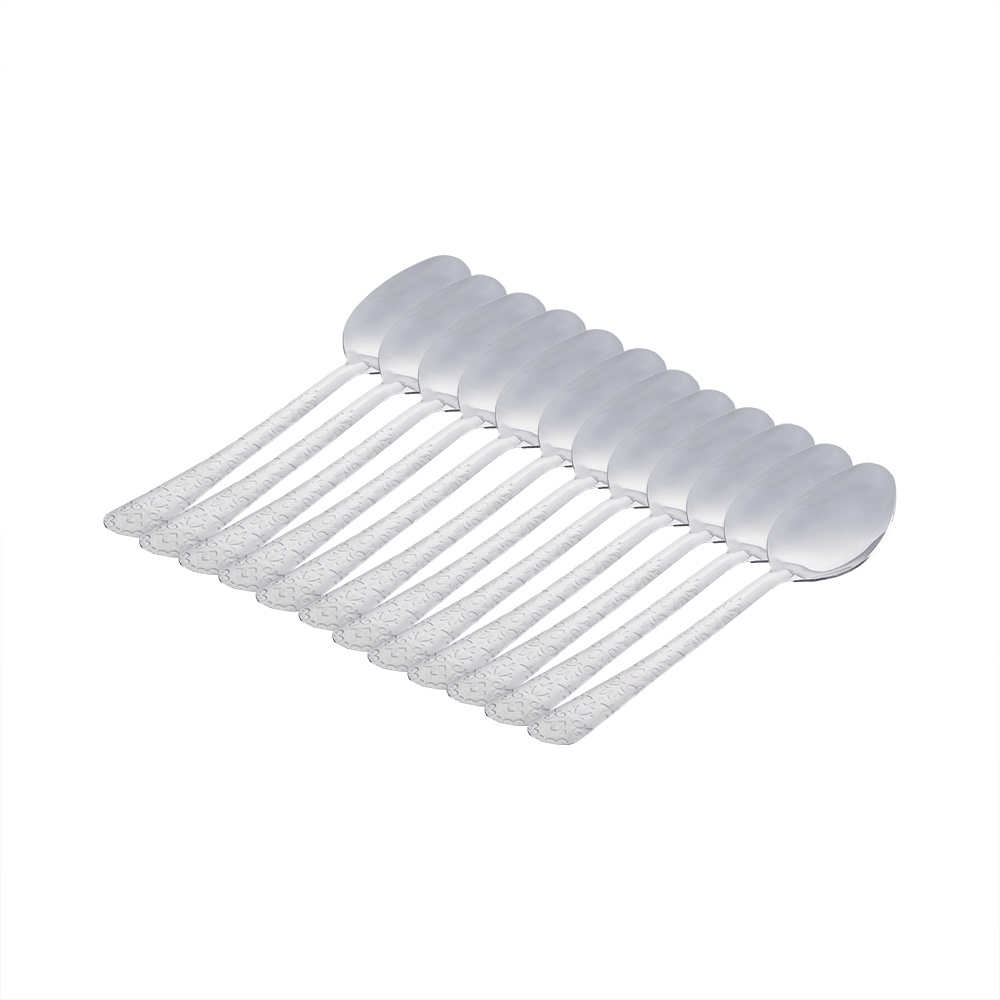 ملاعق فضية بمقابض مزخرفة - 12 قطعة 