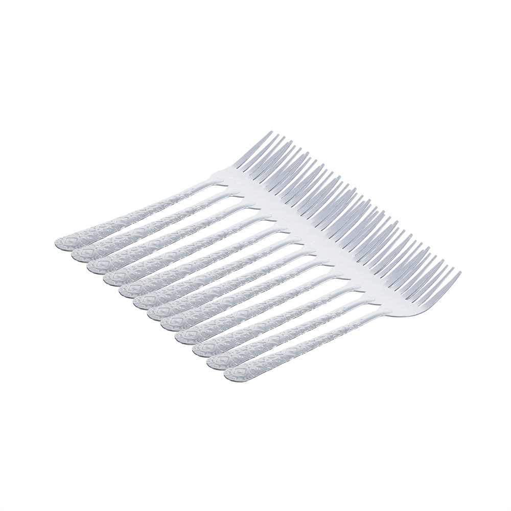 مجموعة شوك فضية بمقابض مزخرفة - 12 قطعة 