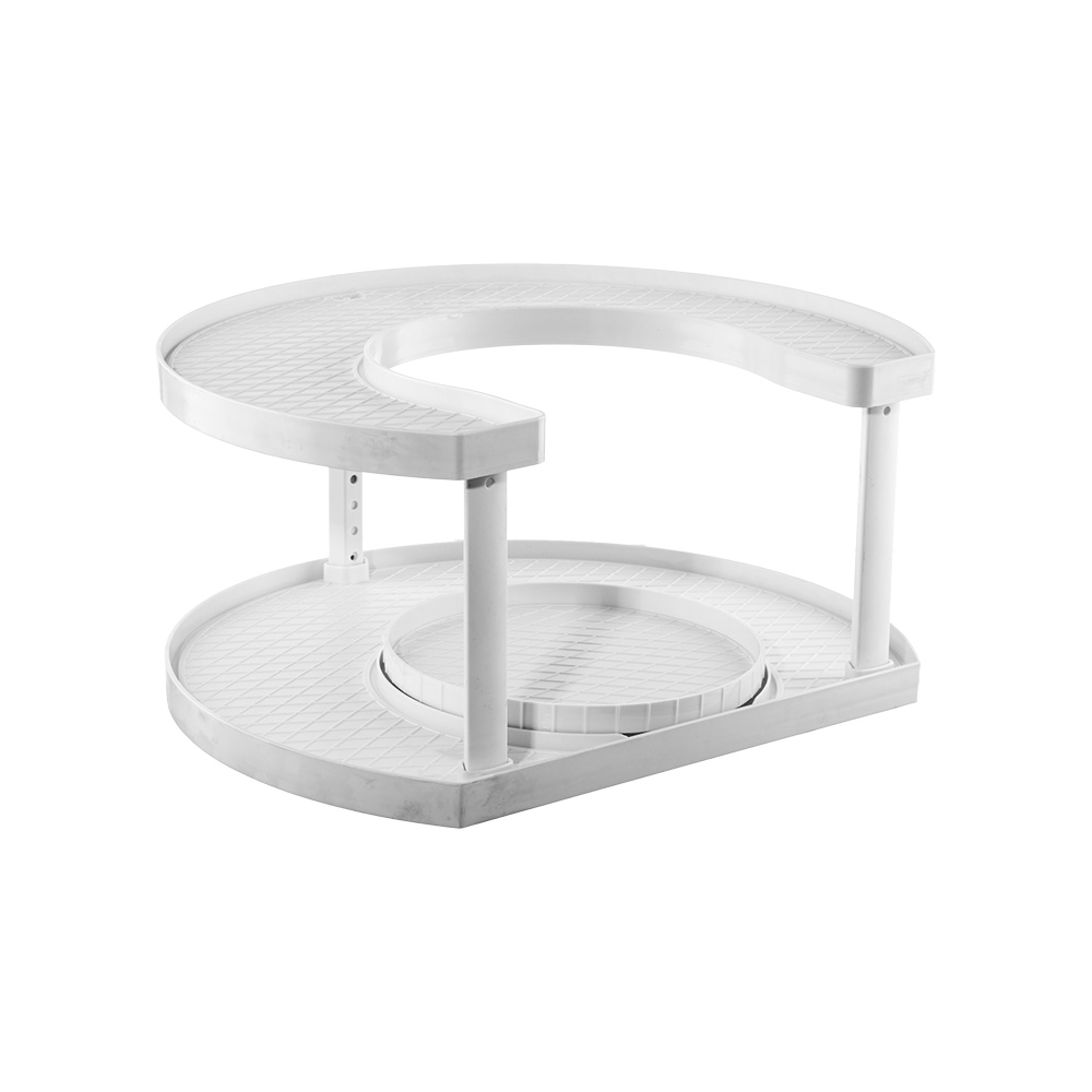 منظم دوار ذو طبقتين لحمل القوارير - أبيض