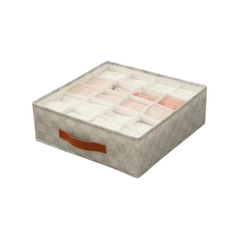 ستاند تنظيم ملابس داخلية وشرابات خانات مستطيلة - رمادي