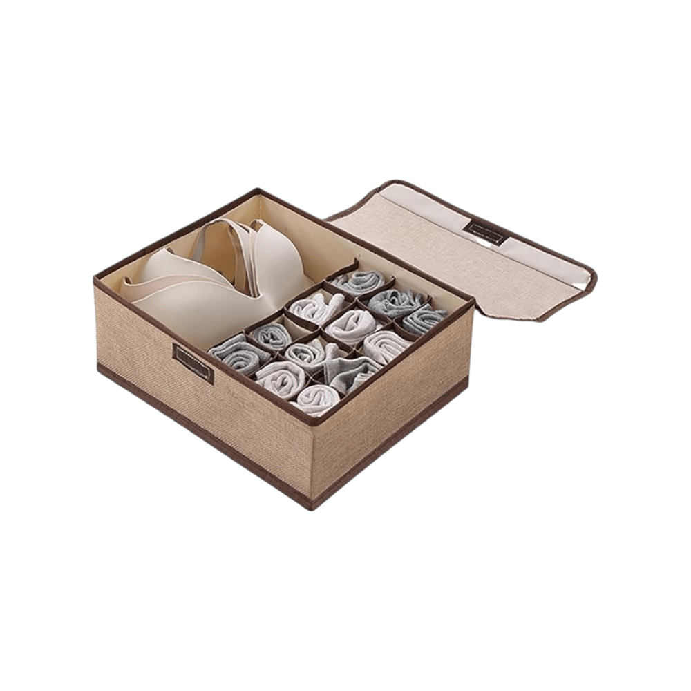 ستاند تنظيم ملابس داخلية وشرابات 13 خانات مستطيلة - بيج