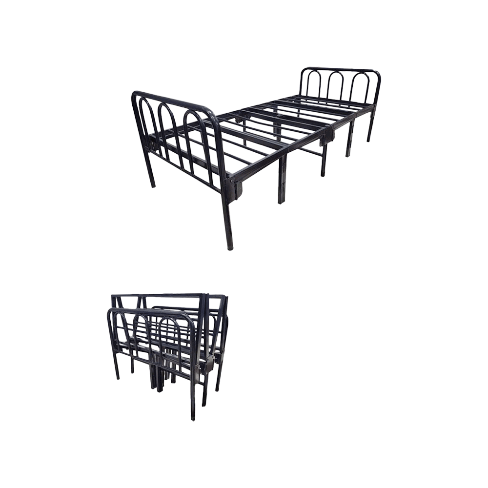سرير نوم  قابل للطي نفر دور واحد قوائم حديد موديل AF 83- اسود