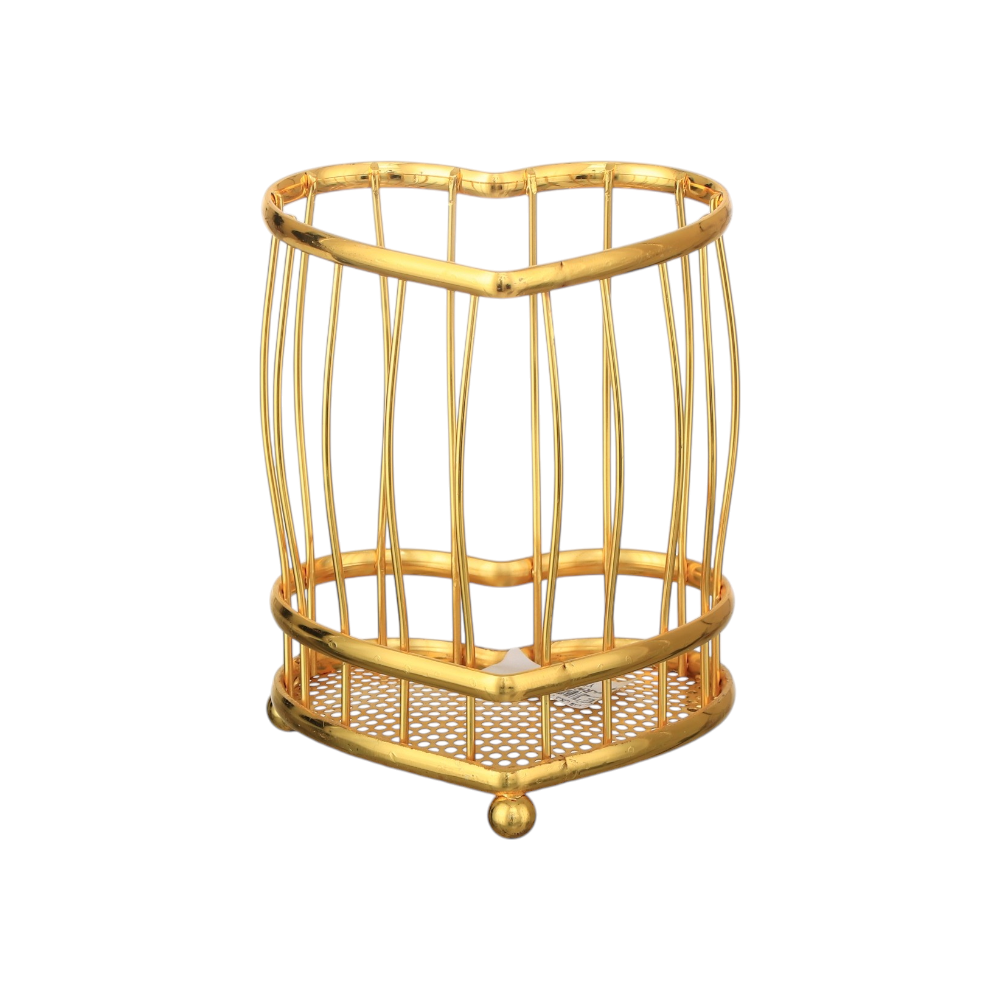 منظم ملاعق شكل قلب حديد 15×18×15 سم - ذهبي