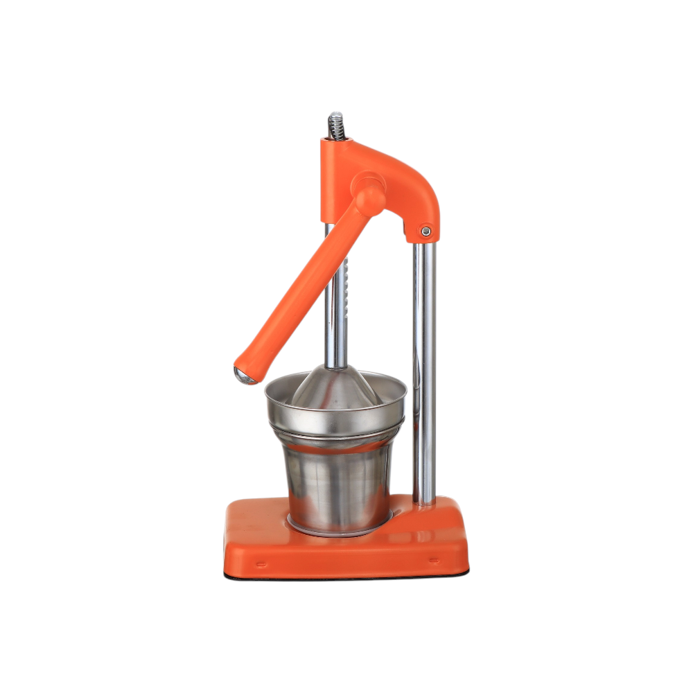 عصارة الحمضيات ذات الرافعة الميكانيكية استيل وكروم - برتقالي