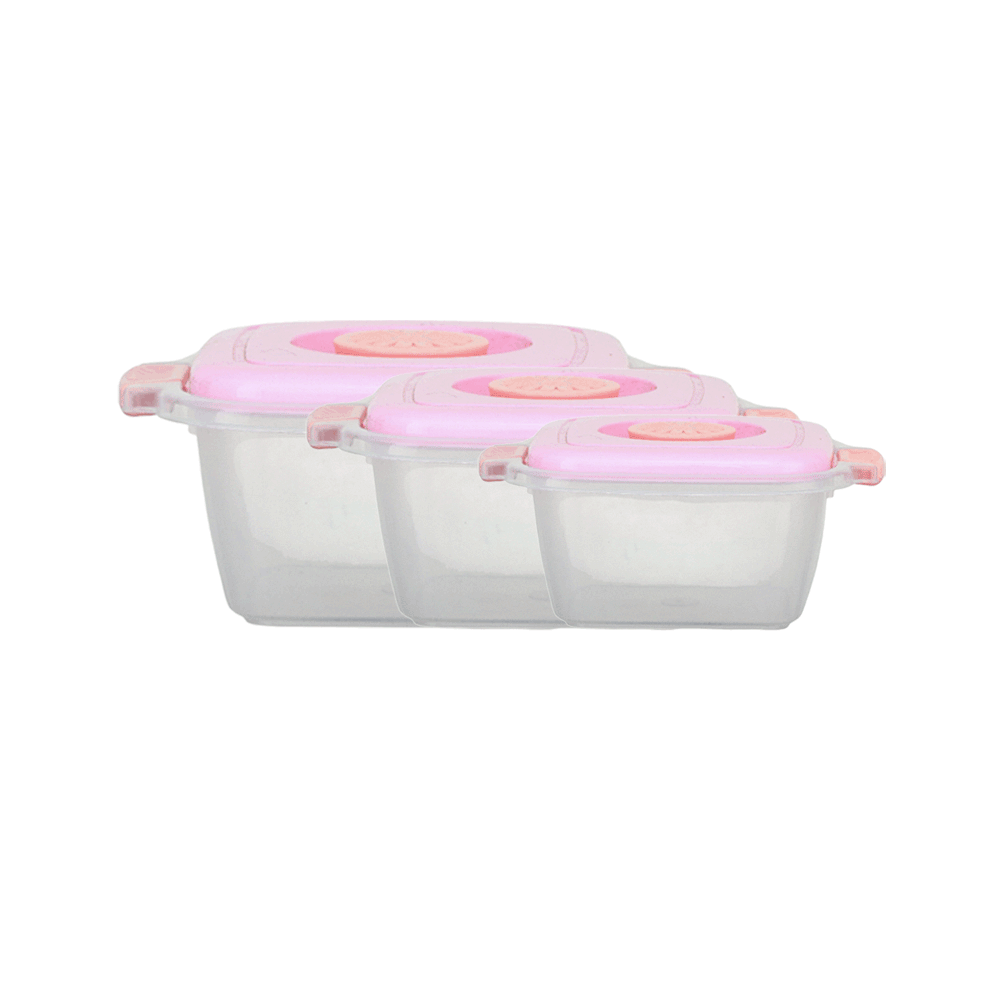 طقم حافظات طعام بلاستيك فينيوس  بغطاء - 3 قطع