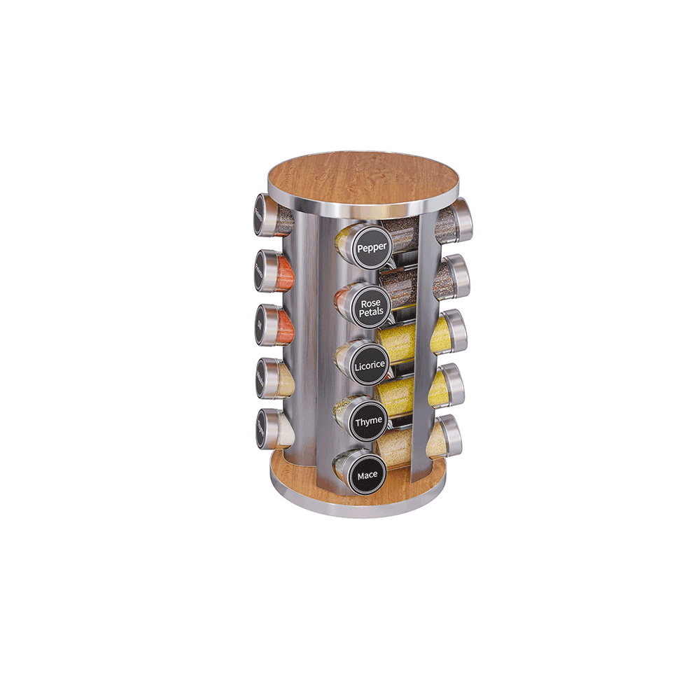 حامل علب بهارات داني هوم دوار مع 20 علبة زجاجية - متعدد الألوان