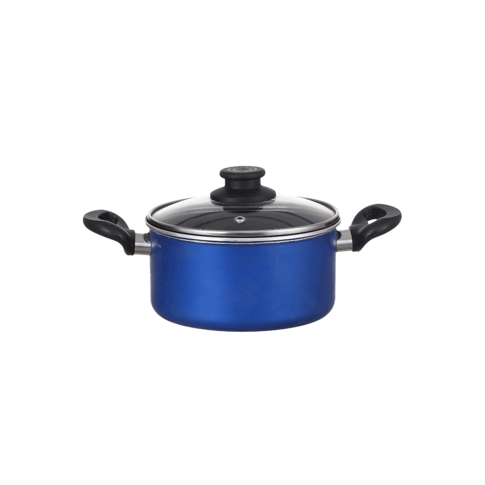  قدر تيفال العودي بغطاء زجاج حراري ومقابض عازلة مقاس 20 سم -  أزرق 