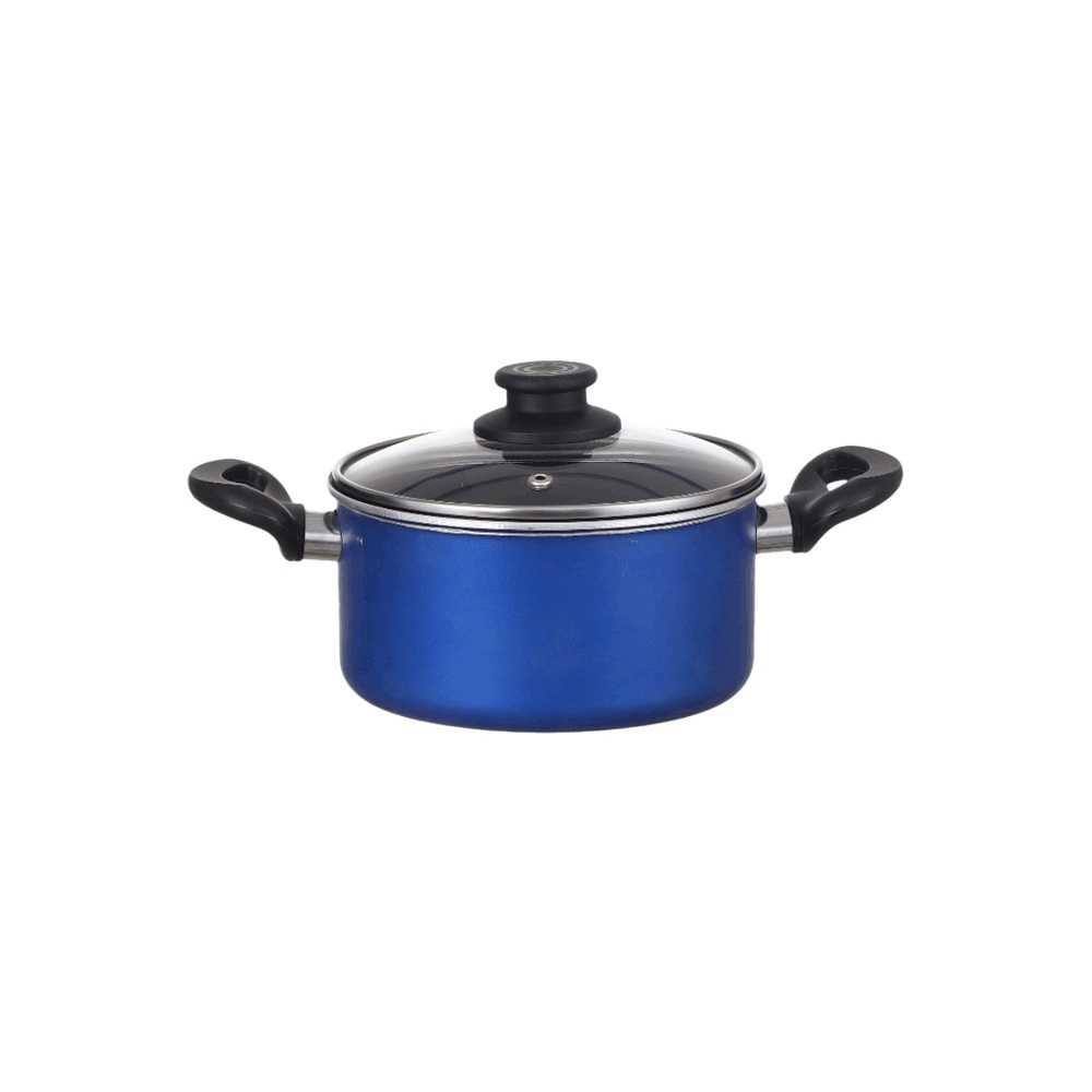  قدر تيفال العودي بغطاء زجاج حراري ومقابض عازلة مقاس 24 سم -  أزرق 