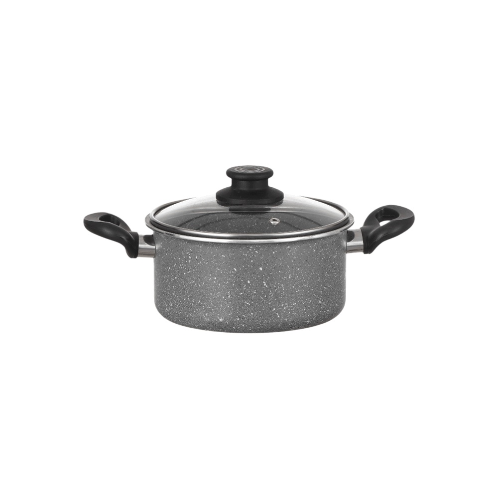 قدر تيفال العودي بغطاء زجاج حراري ومقابض عازلة مقاس 20سم -grey