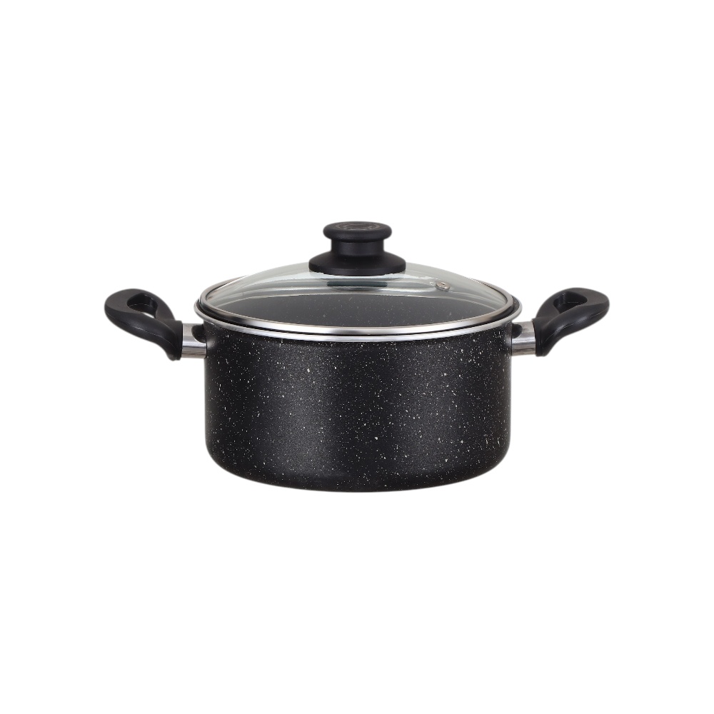 قدر تيفال العودي بغطاء زجاج حراري ومقابض عازلة مقاس 20سم -black