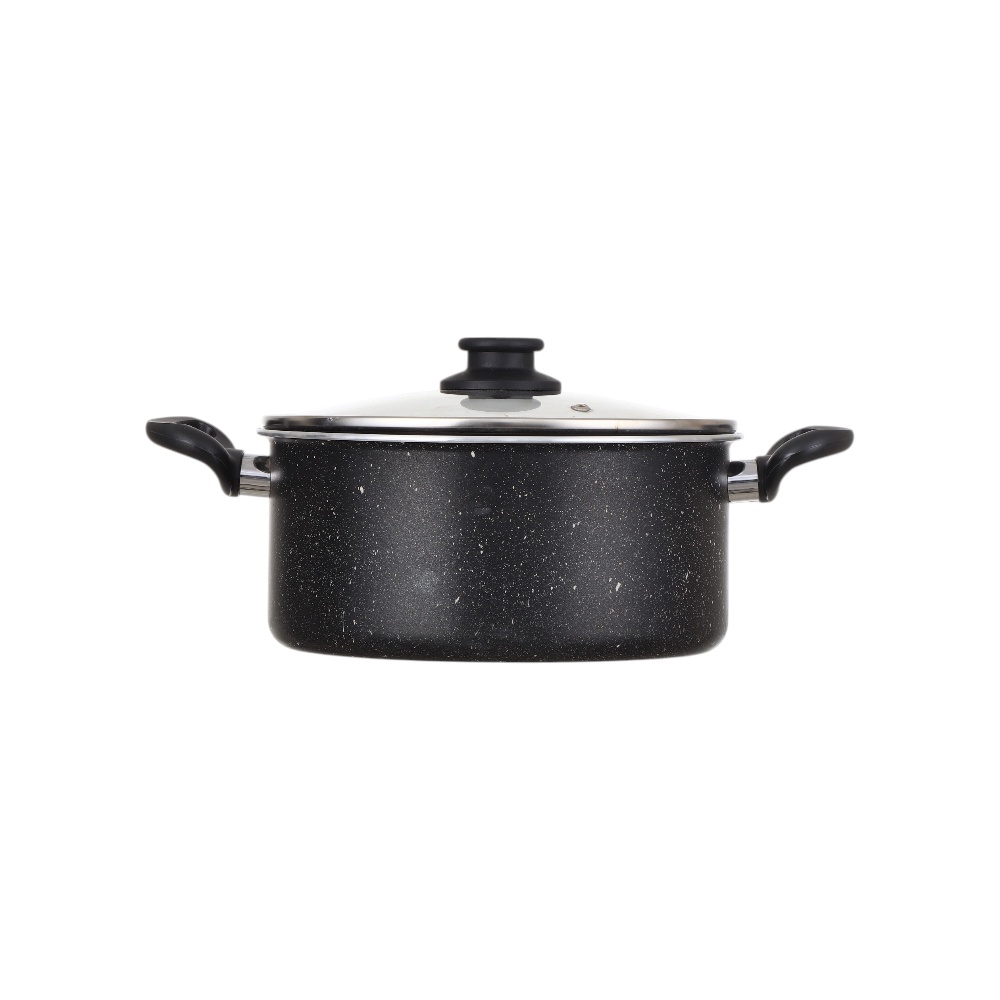  قدر تيفال العودي بغطاء زجاج حراري ومقابض عازلة مقاس 26 سم  -black
