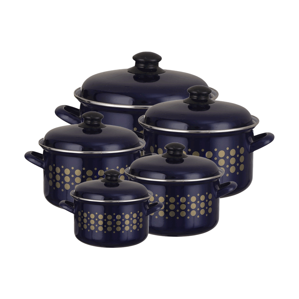 طقم قدور العودي بغطاء ومقابض - كحلي