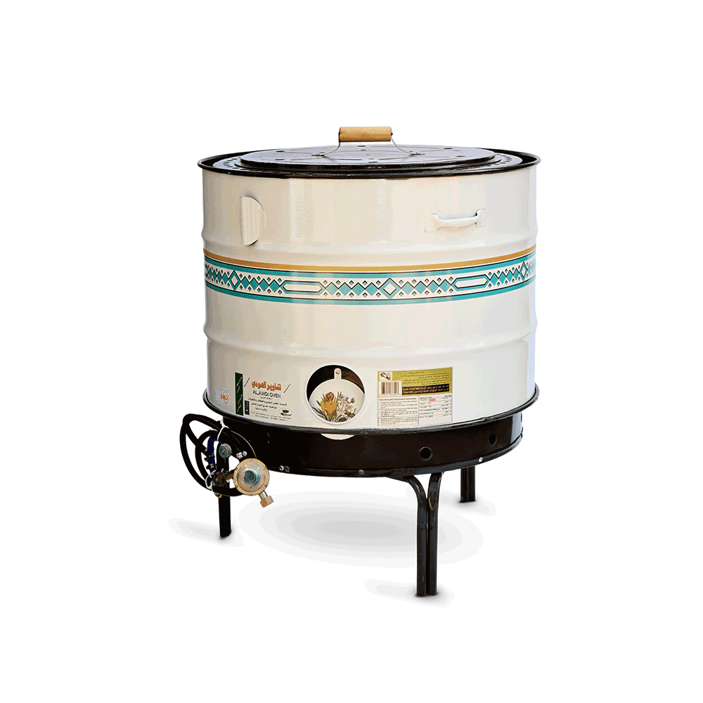 تنور غاز العودي محسن مقاس كبير قطر 76 سم مطلي حرارياً مع الملحقات - متعدد الألوان  