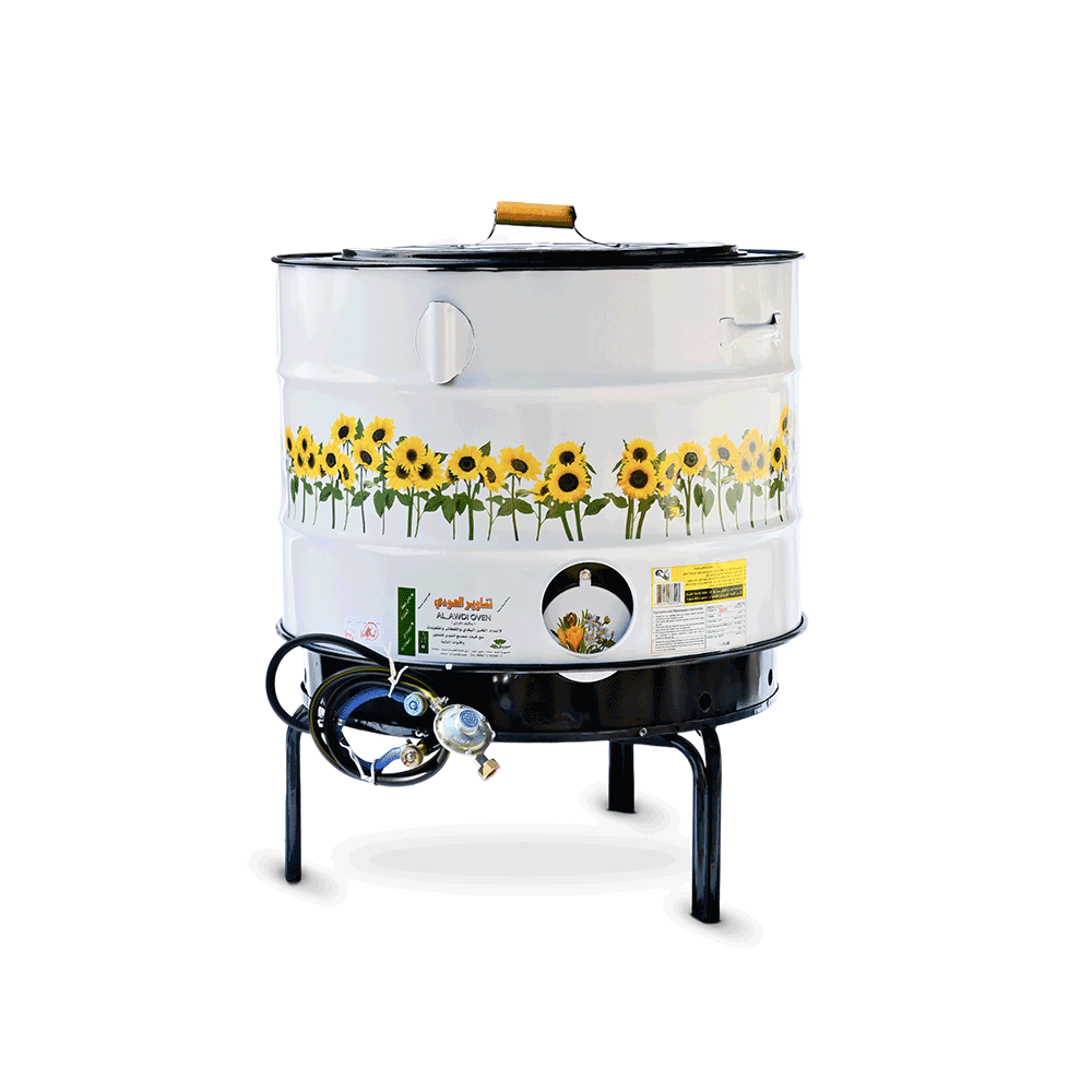 تنور غاز العودي مجلفن مقاس كبير قطر 76 سم محبب مع الملحقات - متعدد الألوان