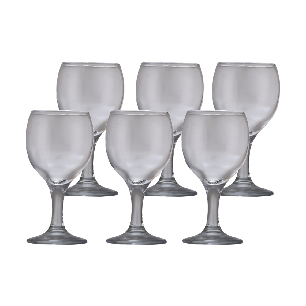 طقم كاسات عصير زجاج باشا باشا بقاعدة متوسطة - 6 قطع