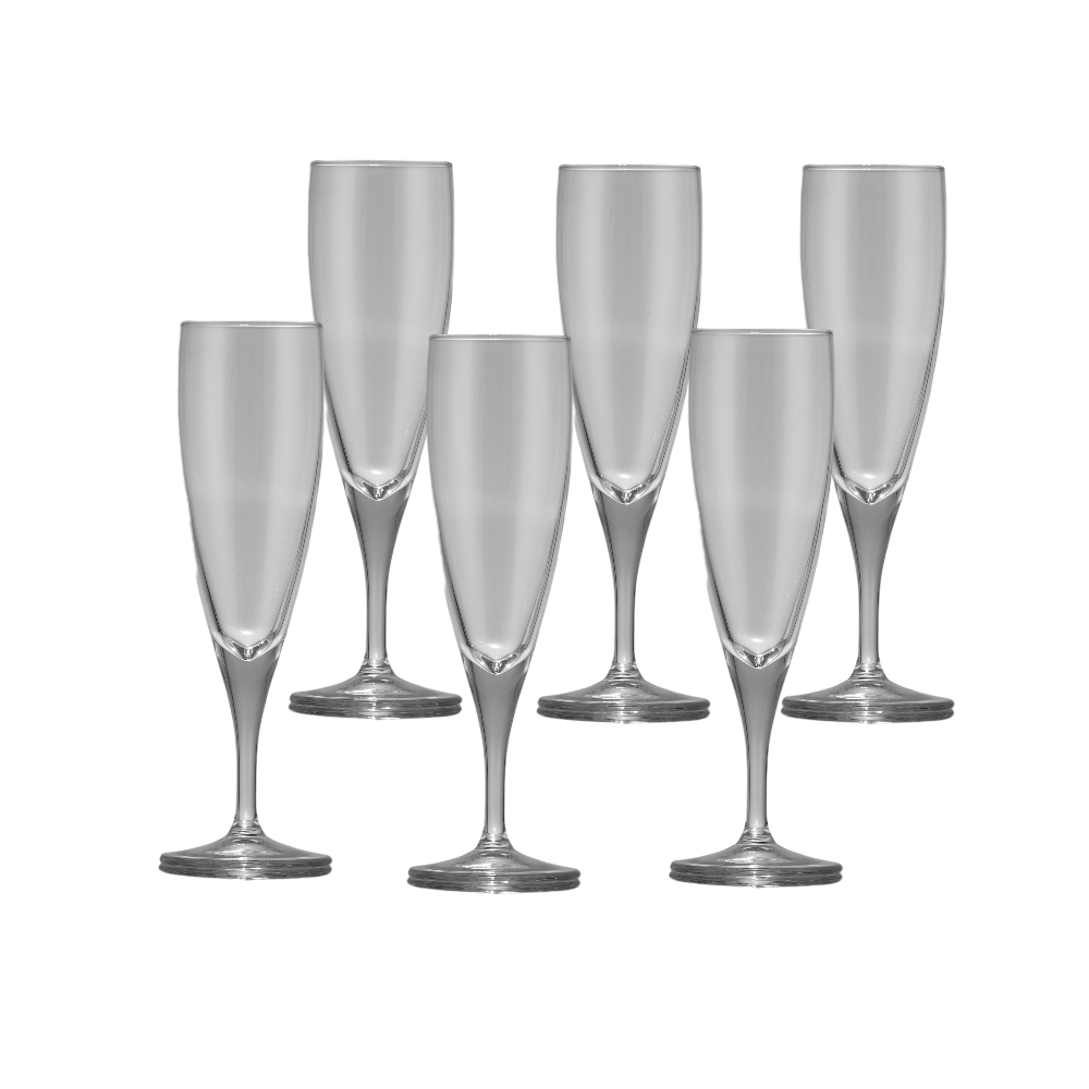 طقم كاسات عصير زجاج باشا باشا  بقاعدة طويلة - 6 قطع