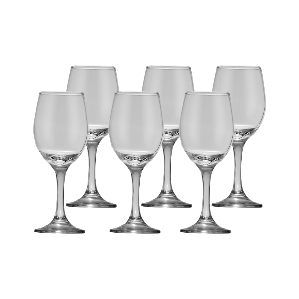 طقم كاسات عصير زجاج باشا باشا  بقاعدة طويلة - 6 قطع