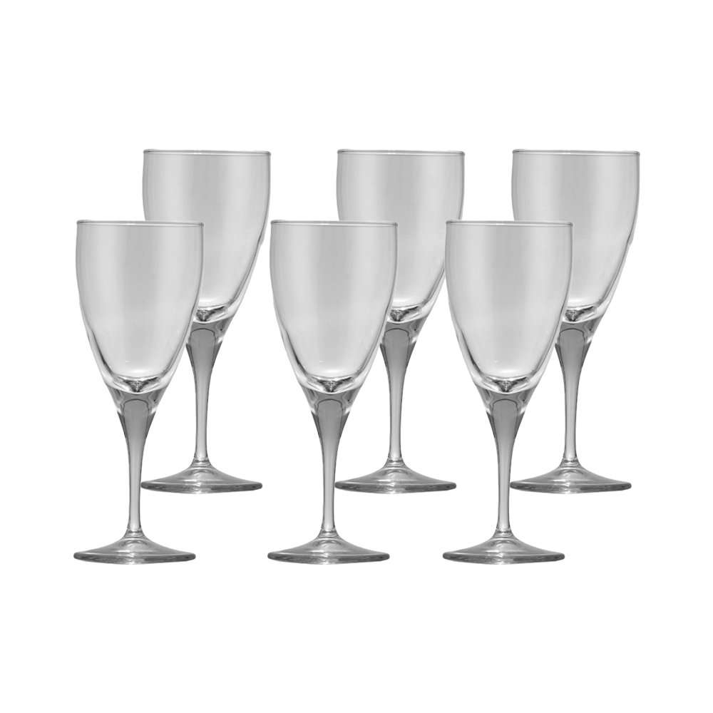 طقم كاسات عصير زجاج باشا باشا  بقاعدة طويلة - 6 قطع