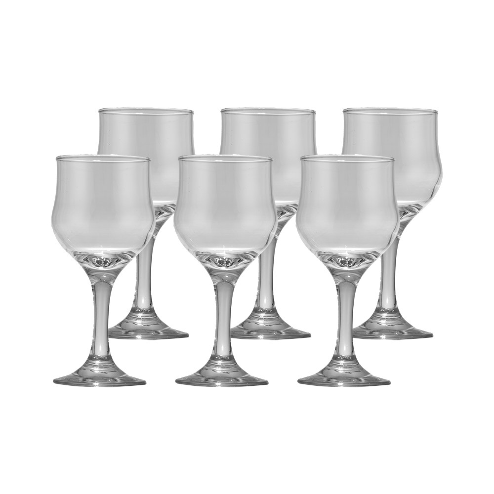 طقم كاسات عصير زجاج توليب بقاعدة طويلة - 6 قطع