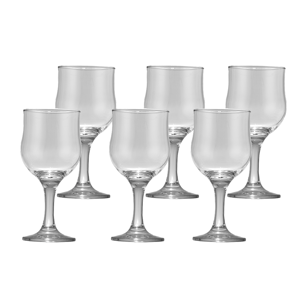 طقم كاسات عصير زجاج باشا باشا  بقاعدة طويلة - 6 قطع