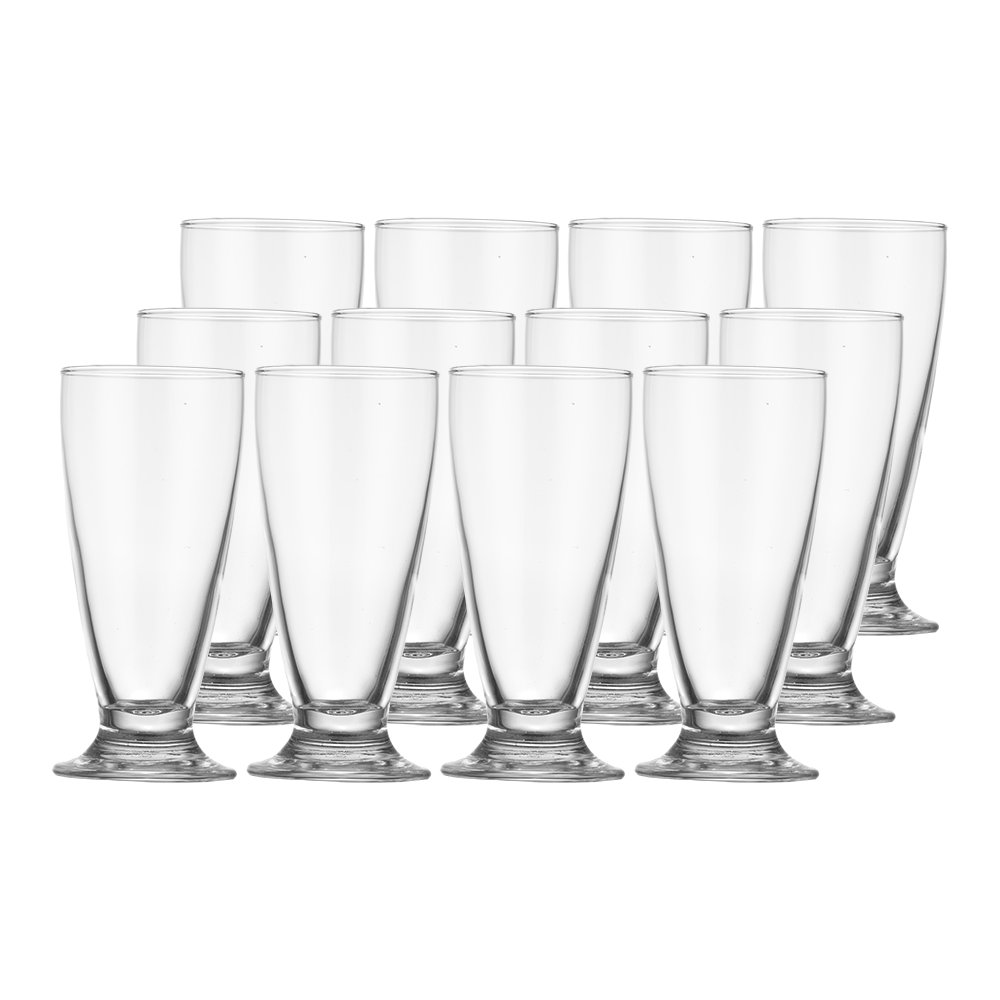 طقم كاسات عصير زجاج باشا باشا بقاعدة قصيرة -12 قطعة