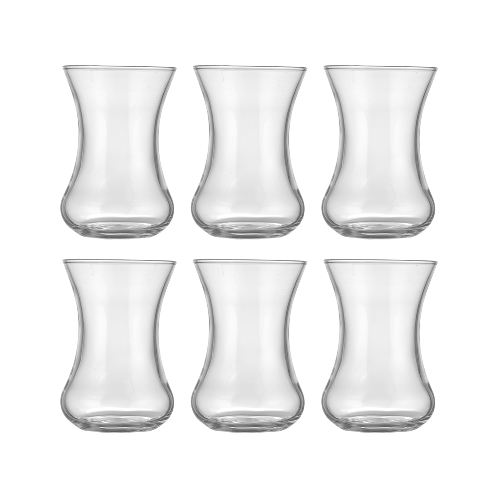 طقم كاسات شاي تركية زجاجية سادة -6 قطع