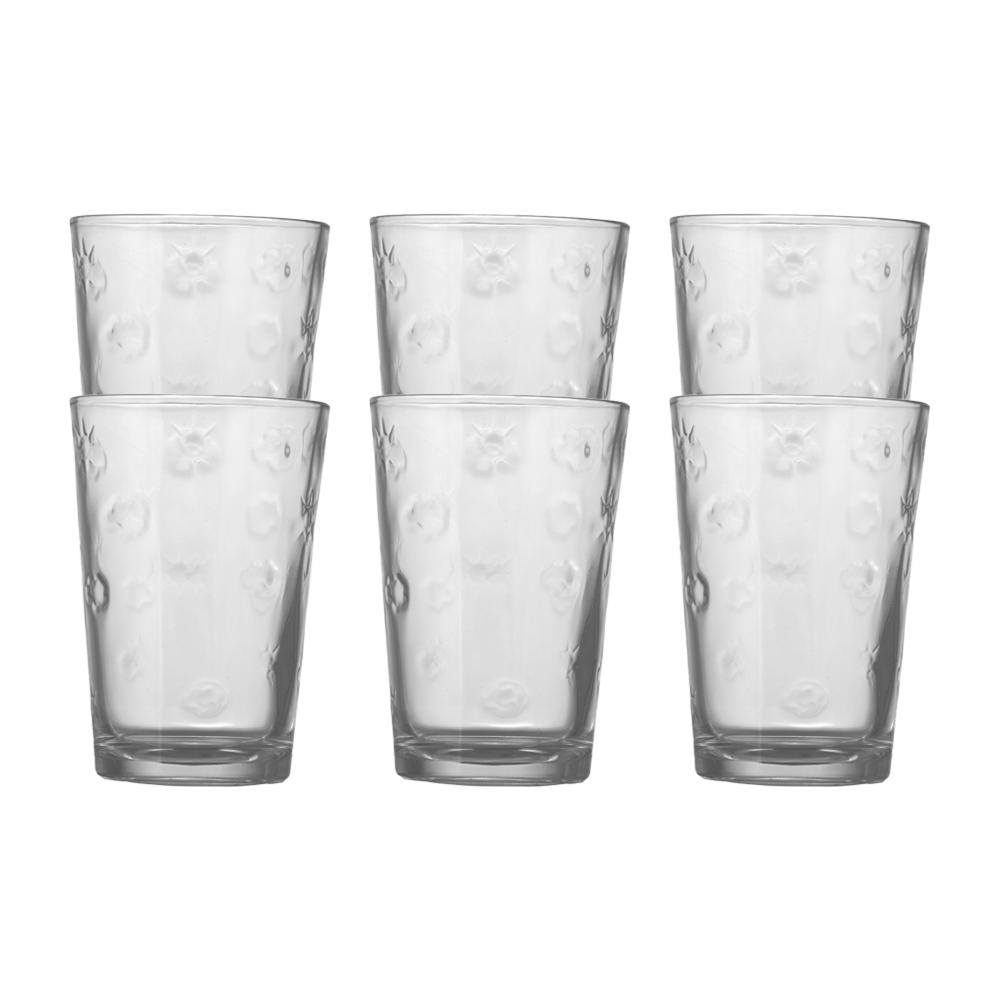 طقم كاسات عصير جونس زجاج مزخرف -6 قطع