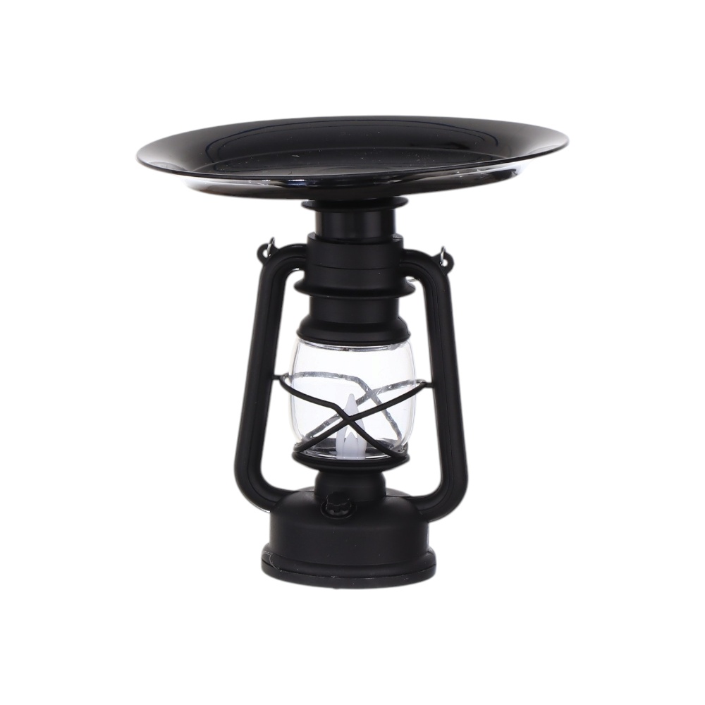 فانوس رمضان بلاستيكي يعمل بالبطارية مع صحن علوي -black