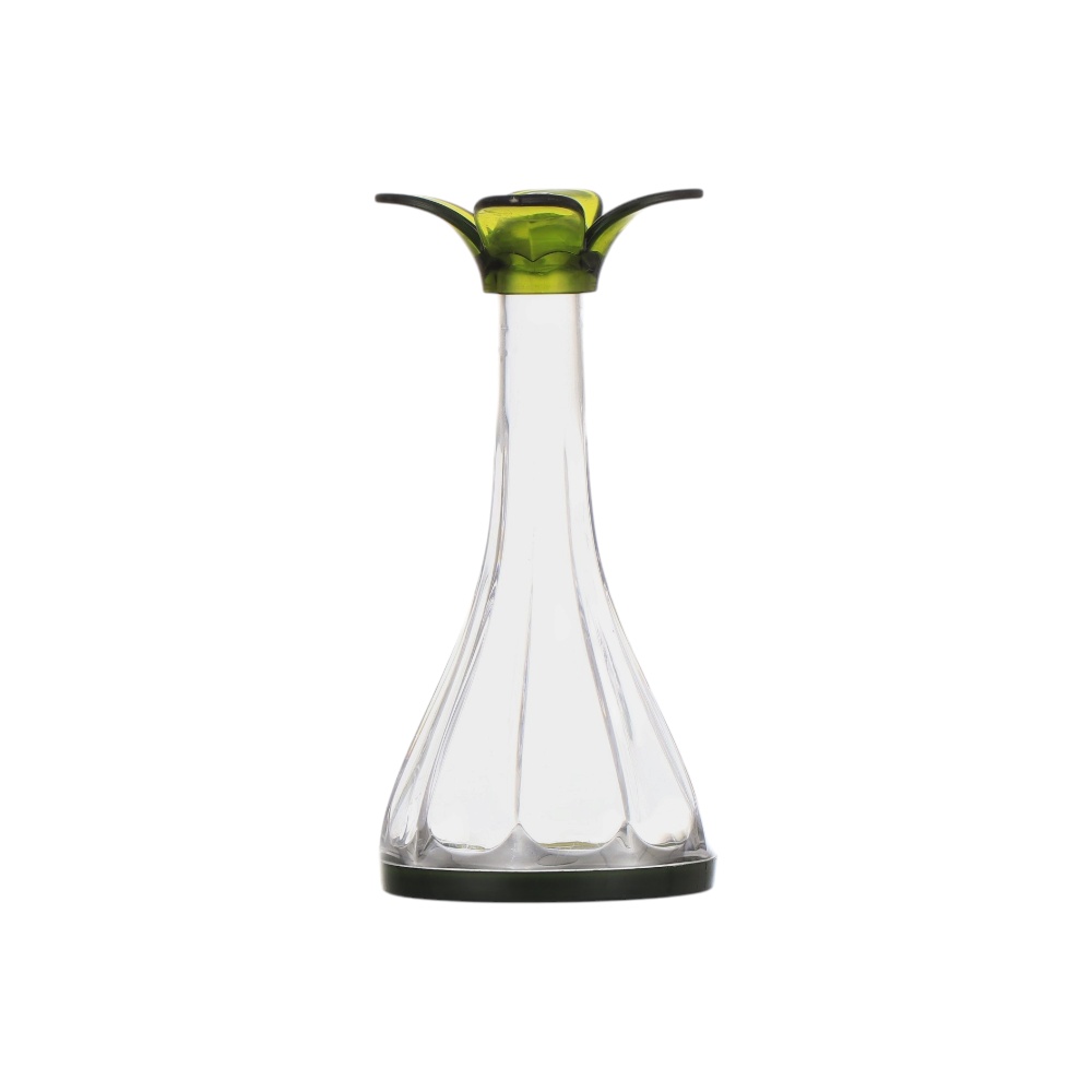 ملاحة توابل زجاجية بتصميم زهرة مع غطاء بلاستيكي موديل BG-276 - أخضر