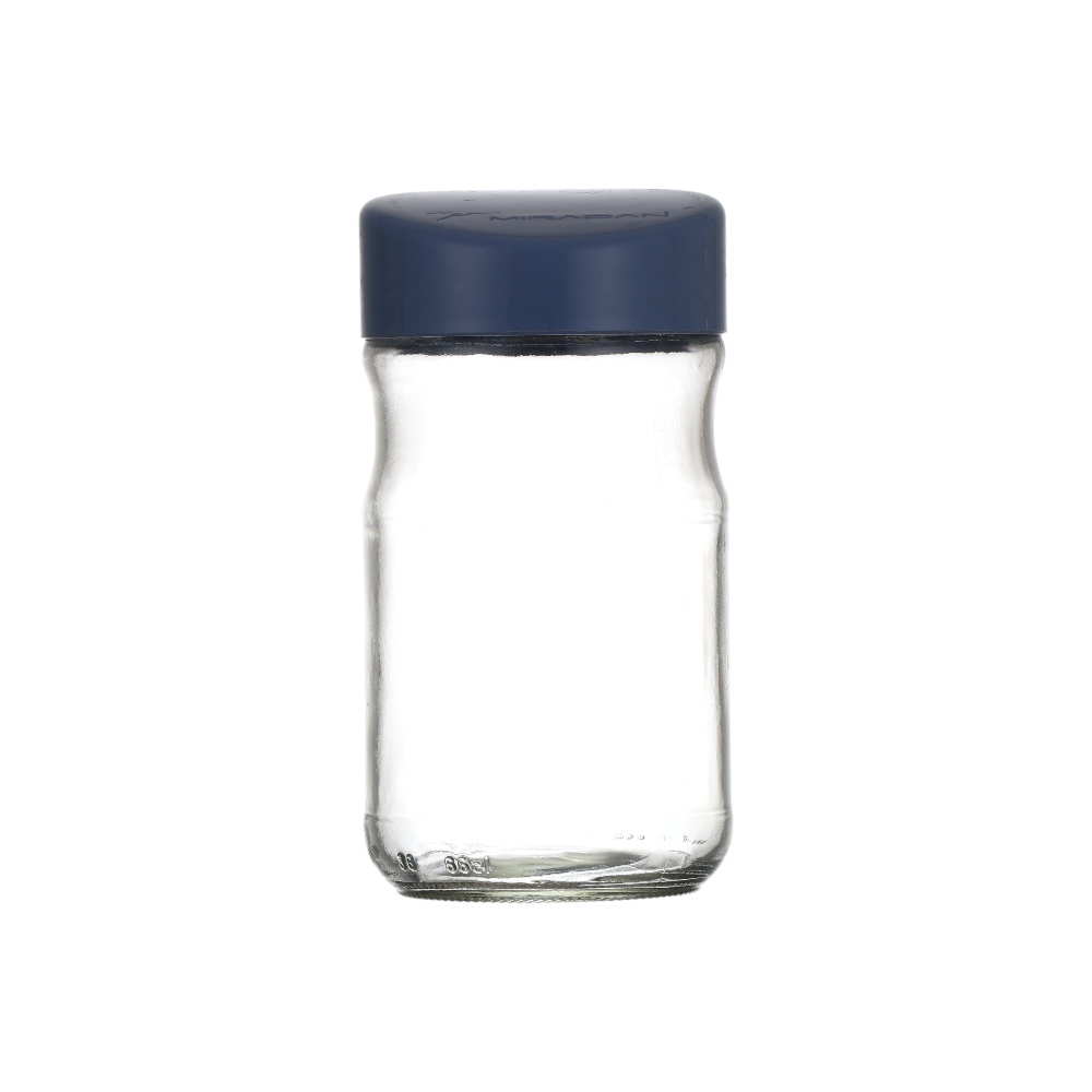 علبة تخزين زجاجية اسطوانية بغطاء بتصميم وردة موديل M-238 - وردي مغبر