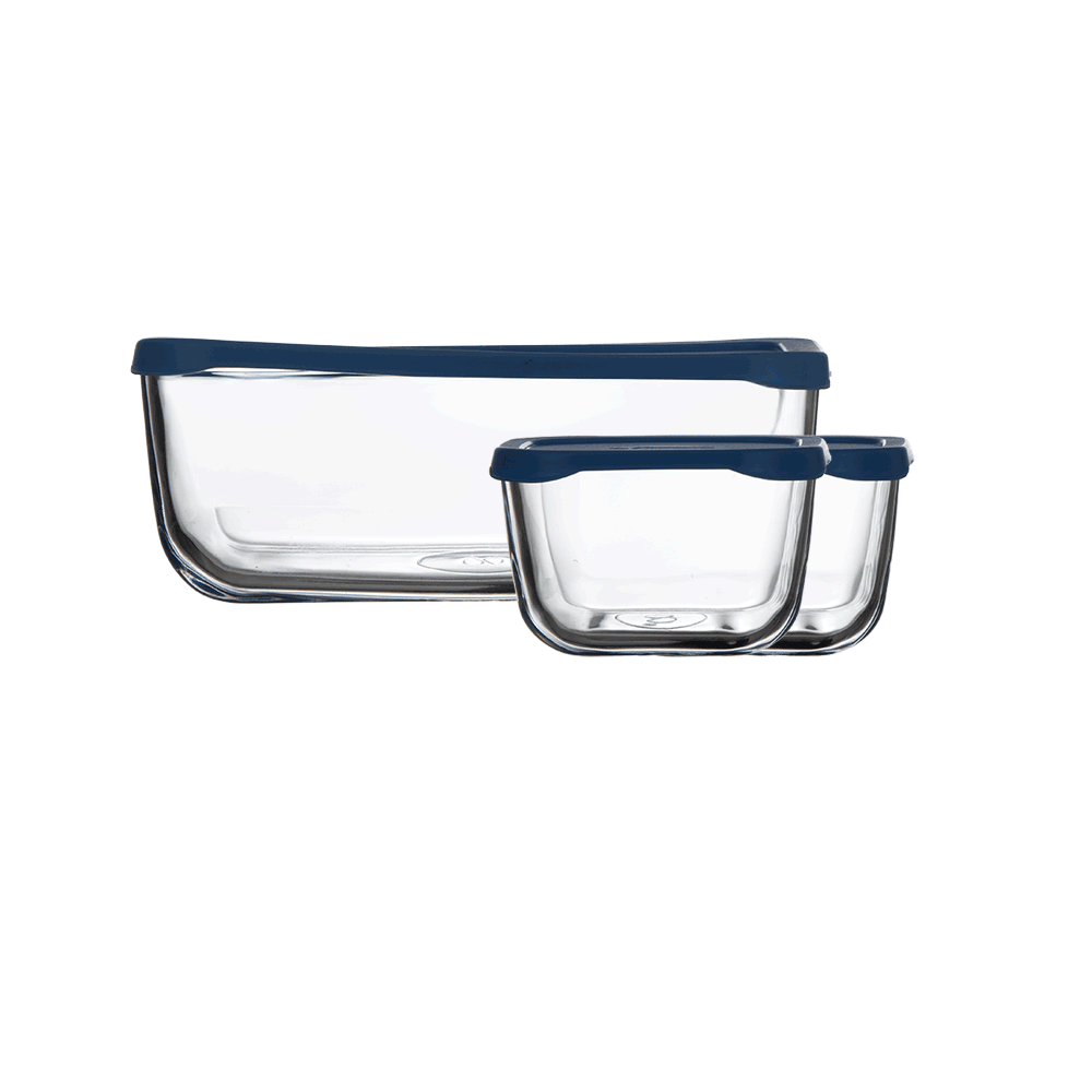 طقم حافظات طعام زجاجية حرارية بـ 3 مقاسات مختلفة - 3 قطع