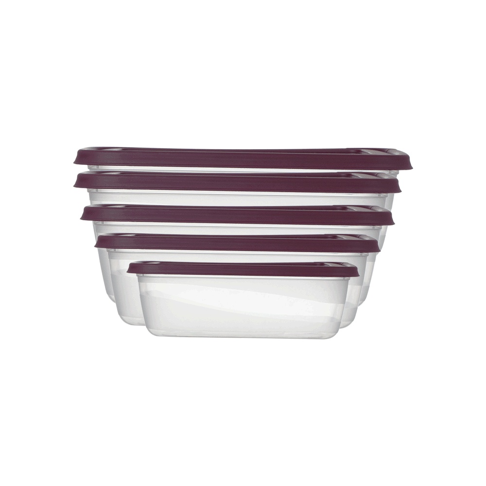 طقم حافظات طعام بلاستيك بغطاء بإحجام مختلفة موديل BG-613 - 5 قطع 