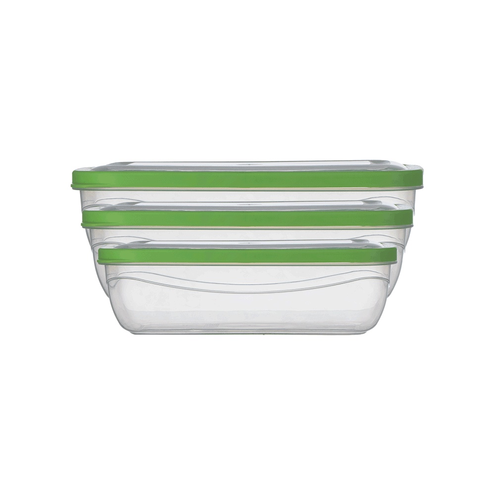 طقم حافظات طعام بلاستيك بغطاء شفاف بإحجام مختلفة موديل USM- 853 - 3 قطع