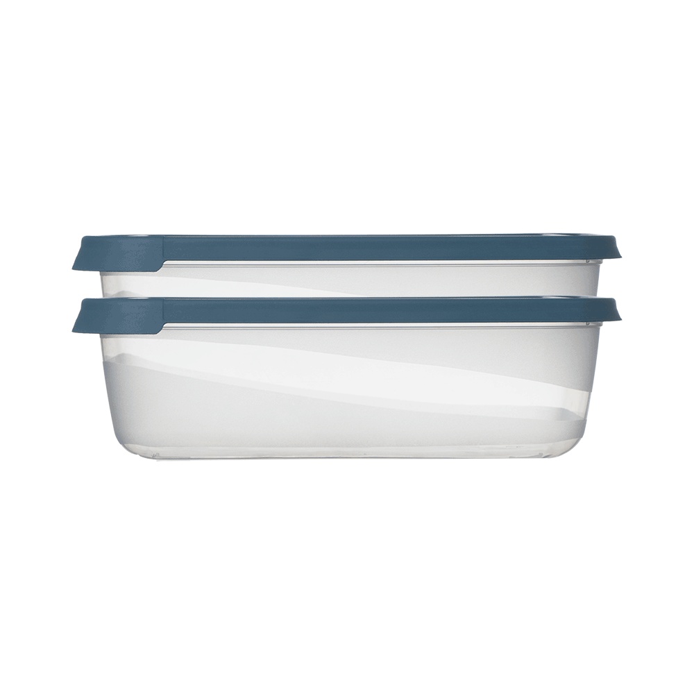 طقم حافظات طعام بلاستيك بغطاء ازرق موديل  BG-643 - قطعتين