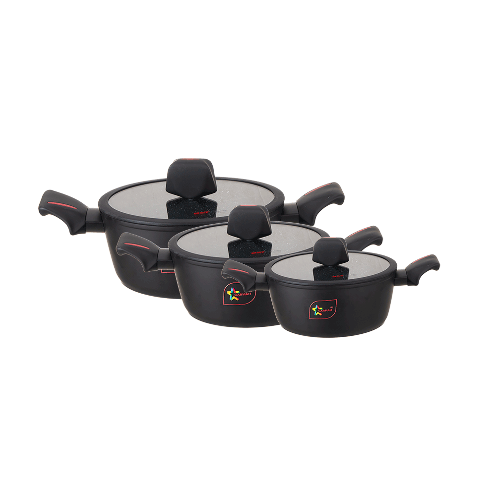 باكج قدور طهي جرانيت جارمه 6 قطع - أسود ماربل